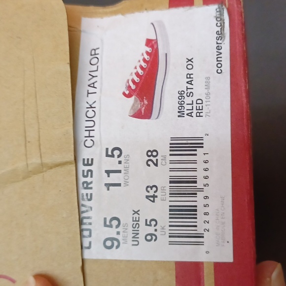 NWT  Converse product red all star Oxford men's 9.5 women's 11.5 M9696 - Picture 9 of 9
